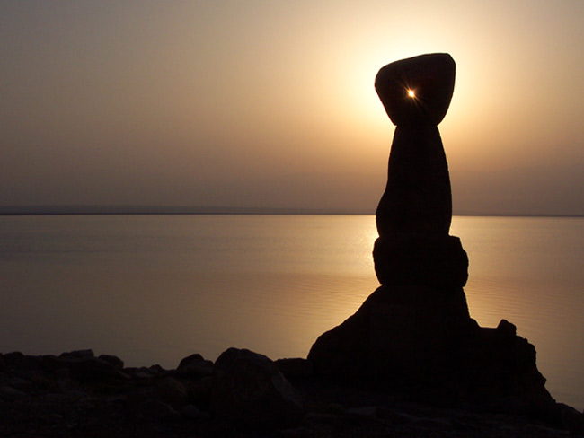 Dead Sea sculpture at sunrise