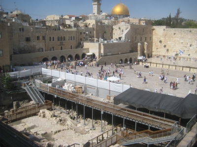 What is below the Western Wall plaza...